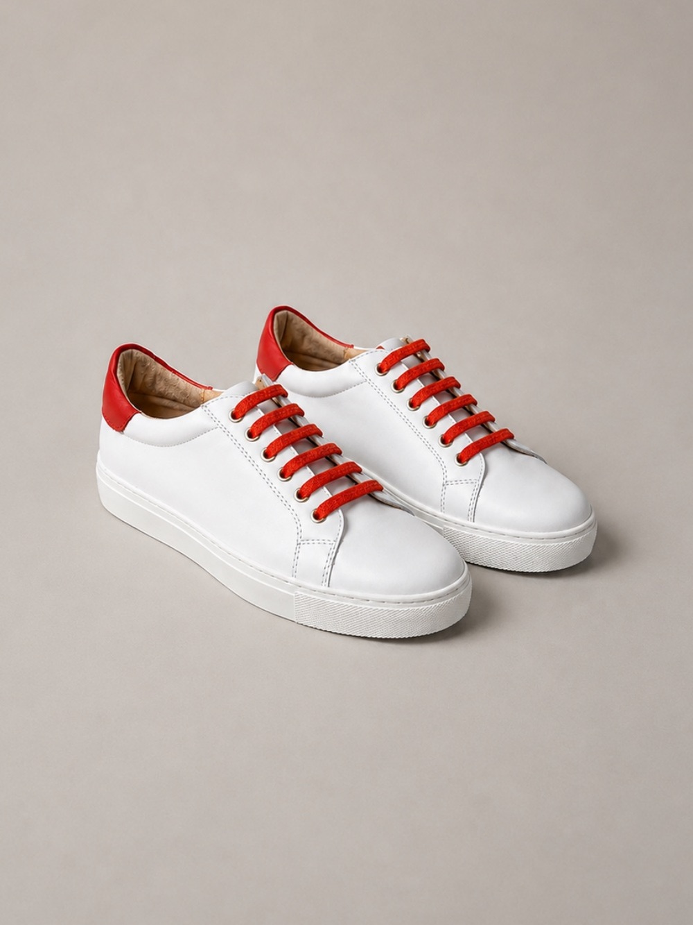 Jack Rogers Lorelai White and Orange Leather Sneakers
